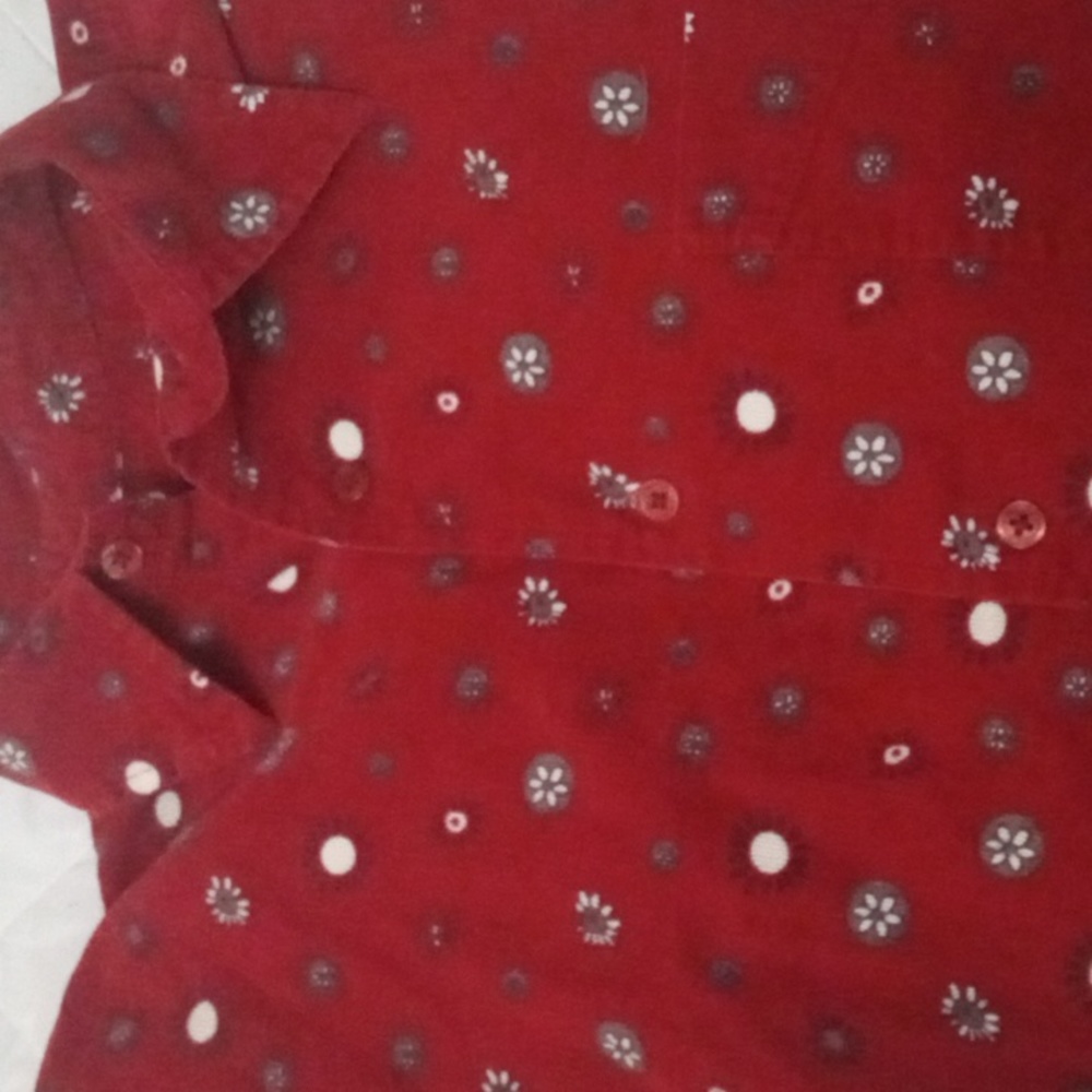 DENVER HAYES MEDIUM RED FLOWERY COURDEROY BUTTON DOWN